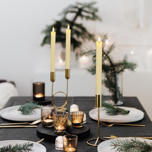Image of Flameless Taper Candles with Remote, Real Wax Battery Operated LED Candles with 3D Flickering Flame, 9.6 inch 3PCS Ivory Realistic Dripless Candlesticks for Home Wedding Decor, Mother's Day Gifts