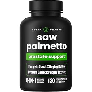 NutraChamps Saw Palmetto for Men & Women with Saw Palmetto Extract, Berry Powder & Herbal Blend – Supports Healthy Prostate, Urination Frequency, DHT Blocker & Hair Loss Prevention – 120 Capsules