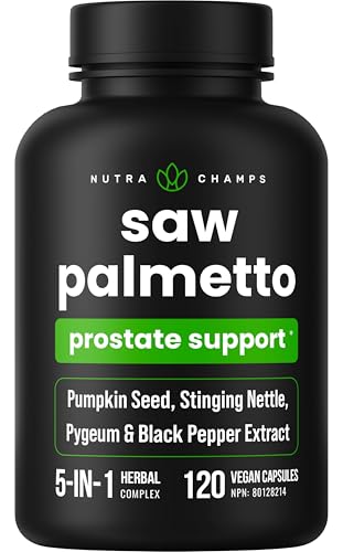 NutraChamps Saw Palmetto for Men & Women with Saw Palmetto Extract, Berry Powder & Herbal Blend – Supports Healthy Prostate, Urination Frequency, DHT Blocker & Hair Loss Prevention – 120 Capsules