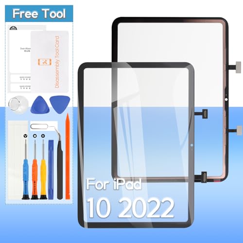 Yondista for iPad 10 10th Gen Screen Replacement A2757 A2777 A2696 10.9 Front Glass Touch Digitizer with Tools(Not Include LCD) (Black)
