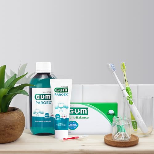 GUM PAROEX 0,06% Pflege- Mundspülung | fortschrittliche Zahnfleischpflege | Zweifach-Antiplaque-System | beruhigt empfindliches Zahnfleisch | alkoholfrei | 12 x 500 – Bild 7