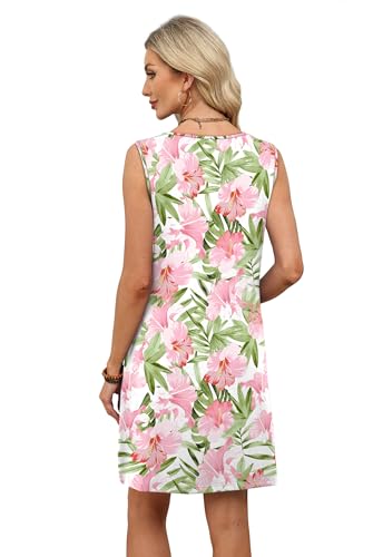 Image of WIHOLL Summer Dresses for Women 2026 Beach Vacation Spring Fashion Clothing Lace Mini Tank Dress with Pockets