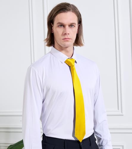 Image of KOOELLE Men's Ties Solid Pure Color Plain Neckties Formal Black Ties For Men