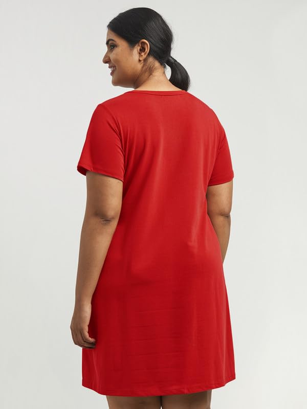 Image of Fflirtygo Women's Cotton Nighty | Printed Knee Length Nighty | Short Sleeve Nighty | Short Nightdress | Long T-Shirt | Regular Fit Night Gown | Nightwear | Sleepwear & Casual Wear Nighty