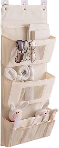 Bolsas de almacenamiento para colgar sobre la puerta, organizador multifuncional con 3 ganchos adhesivos de pared para pared, dormitorio, baño,