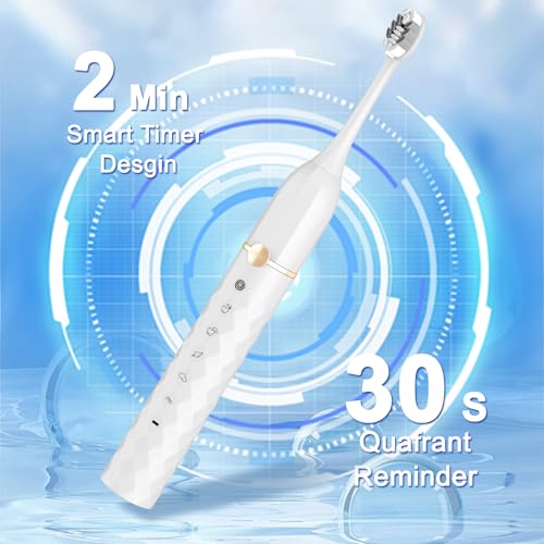 Image of Seapeoa Sonic Electric Toothbrush Set, Equipped with 10 Brush Heads and Travel case, IPX8 Waterproof, 2-Minute Timer, 42000 High-Frequency Vibrations, 5 Modes, The First Choice for Gift Giving, Whtie