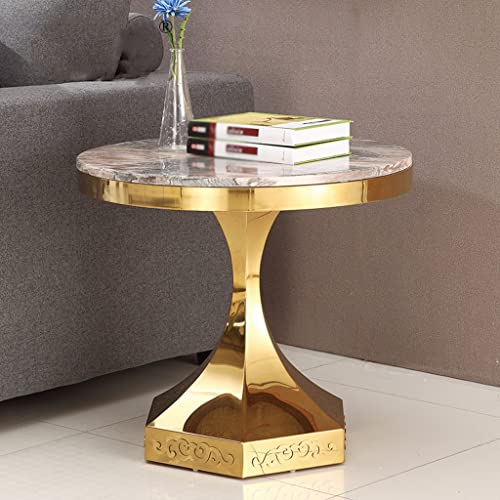 Table ronde en marbre salon petite table basse d'appoint en acier - 6
