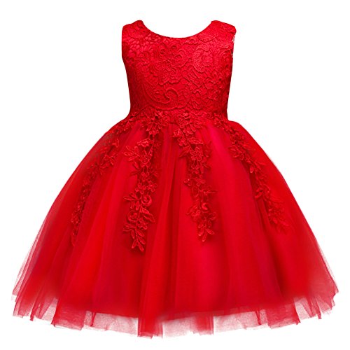 Girls' Lace Princess Wedding Baptism Dress Long Sleeve Formal Party Wear for Toddler