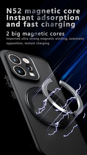 Image of Compatible with Realme 15 5G Case Cover,Compatible with Realme 15 Pro 5G RMX5101 Built-in 360Rotating Magnetic Mount Matte Translucent Phone Protective Case Black
