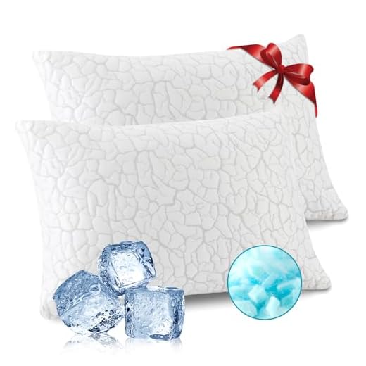 WGAKCED Cooling Pillows for Sleeping 2 Pack, Adjustable Shredded Memory Foam Pillows Queen Size Set of 2, Firm Bed Pillows for Side Back Stomach Hot Sleepers, Cold Pillow with Removable Washable Cover