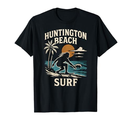 California surfing huntington beach surf retro herren surfs up t-shirt
