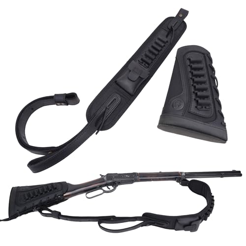 1set Rifle Cheek Rest Riser Buttstock with Matched Gun Sling Ammo Shell Holder for .357 .30-30 .35 .38cal