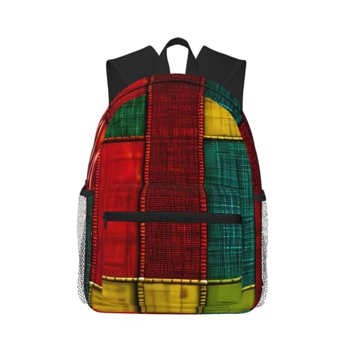 Sac à dos de voyage polyvalent noir style africain patchwork pour adulte