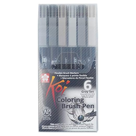 Sakura KOI Coloring Brush Set 6 - Pack de 6 rotuladores, Punta pincel