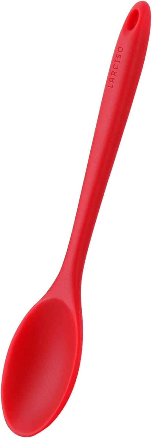 LARCISO 4 Pieces 10.6" Silicone Spoon Heat-Resistant Non Stick Food Grade Cooking Spoon for Mixing , Baking, Stirring, Turning, Scraping for Kitchen: Home & Kitchen