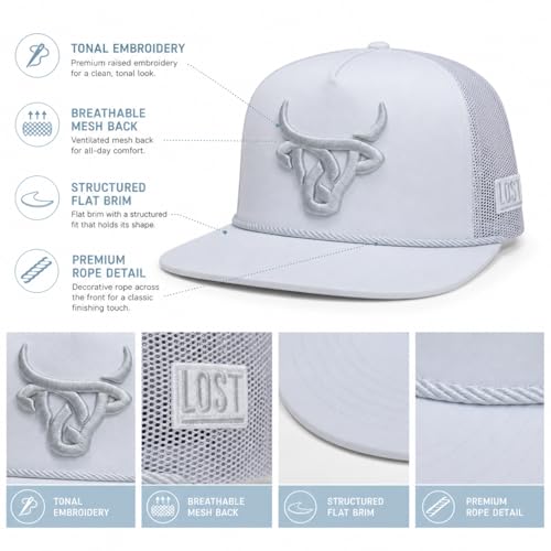 Image of Lost Calf White 3D Logo Cattle Rope - Hats Cap