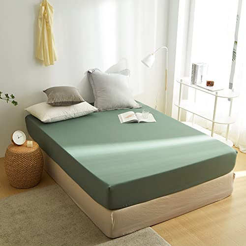 Sedefen Jersey Premium Spannbettlaken 180x200cm Boxspringbett Topper Mikrofaser Superweiches Bettlaken Spannbetttuch Leintuch Salbeigrün für Matratze bis 30 cm hohe