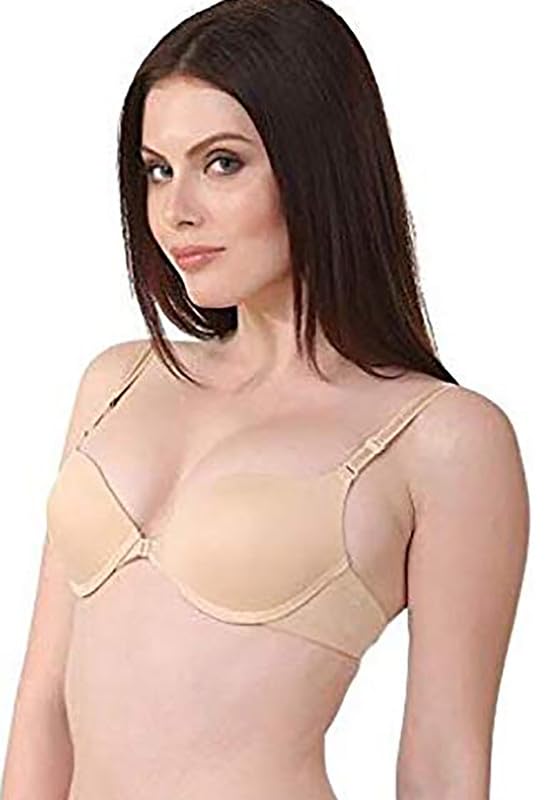 Image of Brachy Front Closure Push-Up Bra for Women, Padded Wired Seamless T-Shirt Bra, Multiway Strap Bra Invisible Fit