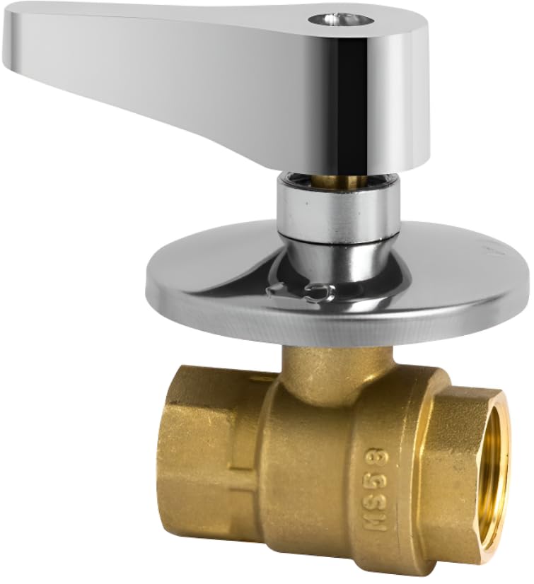Rubinetto a sfera 1/2' da incasso in ottone nichelato con guarnizione PTFE – Valvola di intercettazione per installazione sottotraccia – Rubinetto per acqua potabile