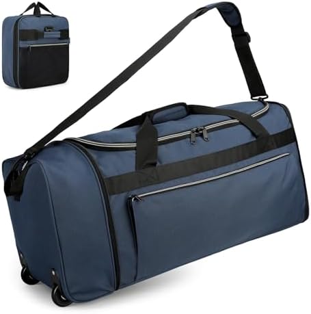 80L Foldable Rolling Duffle Bag with Wheels, 28” Large Duffle Bag...