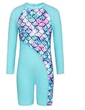 GRACE KARIN Girls One Piece Bathing Suit 6-7 Year Old Kids Long Sleeve Swimsuit Rash Guard Sets