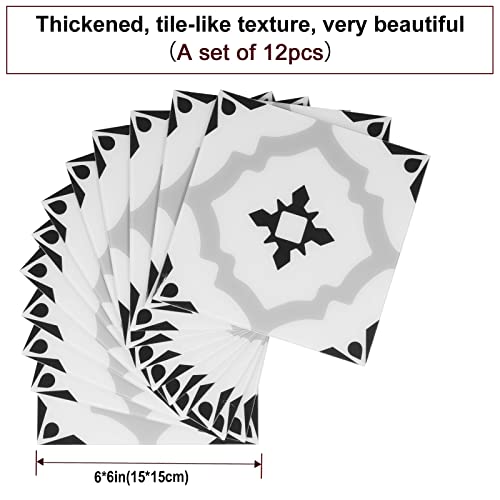 Gray & White 10Pcs Acrylic Tile Stickers, 6X6In Peel And Stick Backsplash Tile, Bathroom & Kitchen Wall Decals, Easy To Apply Just Peel & Stick For Home Decor (Thickened High-End Series) #TOP1