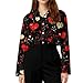Valentine's Day Shirts for Women Casual Heart Print Spring Fall Tops V Neck Plaid Tees Dressy Button Down Blouses