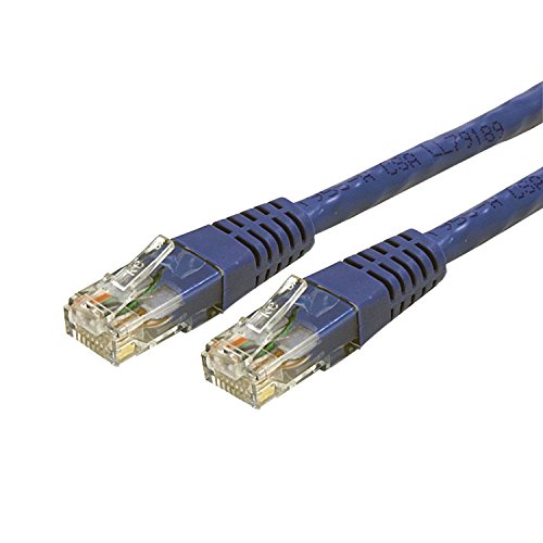 Image of StarTech 7ft CAT6 Ethernet Cable - Blue CAT 6 Gigabit Ethernet Wire -250Mhz 100W PoE RJ45 UTP Molded Network Patch Cord with Strain Relief (C6PATCH7BL) | 250MHz bandwidth, Gold-plated RJ45, Patch Cable, Ethernet Cord, UTP Molded Network, Strain Relief, 10Gbps speeds