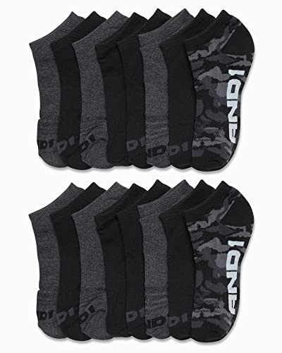 And1 Boys' Socks - Athletic Cushion Low Cut Socks (16 Pack), Size Small/Medium, Black Camo #TOP1