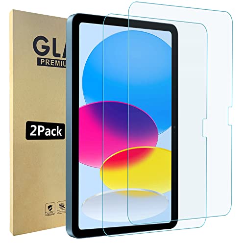 Bigqin 2 Lot Verre Trempé Compatible avec iPad 10 10.9" (2022 Released), Protection Écran Anti-rayures, Film de Protection écran, HD Transparent, 9H Dureté Cover