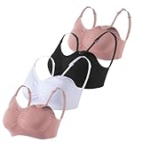 アンダーコントロール授乳ブラ 4パック - 取り外し可能なパッド付きワイヤレスマタニティ&スリープブラ - 快適な授乳ブラ(S-2XL), ブラック/ココ/ホワイト/ココ, Large