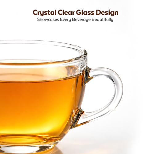 Image of QNQ Clear Glass Cup Transparent Glass with Handle for Coffee, Tea & Milk, Premium Glassware for Hot Beverages (Pack of 2 (12 Pieces), Round)