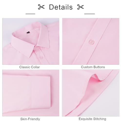 Image of Alizeal Mens 3 Pcs Long Sleeve Shirts Set | Pocket Square Necktie Perfect for Weddings Business Daily Wear