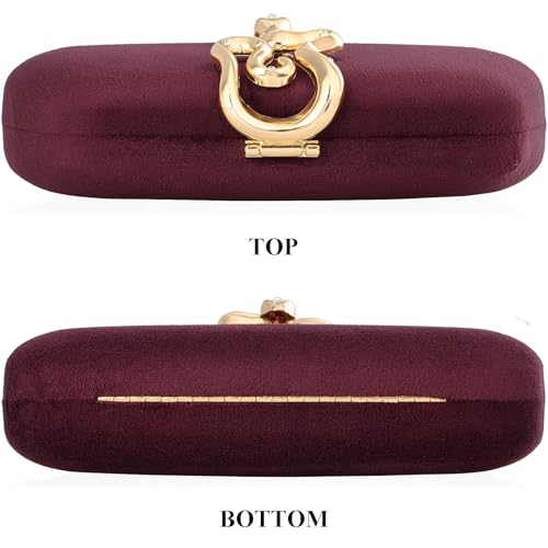 Image of Velvet Evening Clutch Purse for Women-Snake Clasp Formal Handbag,Hard Shell Design Bag for Weddings, Parties, Prom