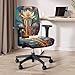 Cugasmaru Lotus Flower Desk Chair Cover Stretchable 4-Piece Set Include Office Chair Arm Pads Elastic Washable Dustproof Seat Cover for Office Chairs with Backrest Pad for Home Use