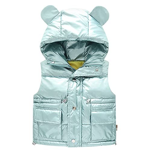 Baby Boys Girls Hooded Puffer Vest Winter Bear Ears Lightweight Sleeveless Zipper Up Jacket Girls Puffer