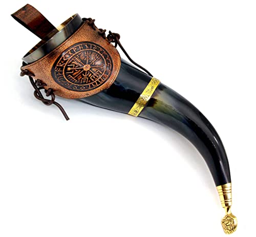 Beer Horn Mug Game Of Thrones Brass Adorned Vikings Horn Medieval Drinking Horn With Attractive Leather Belt (Hbm-580) #TOP4