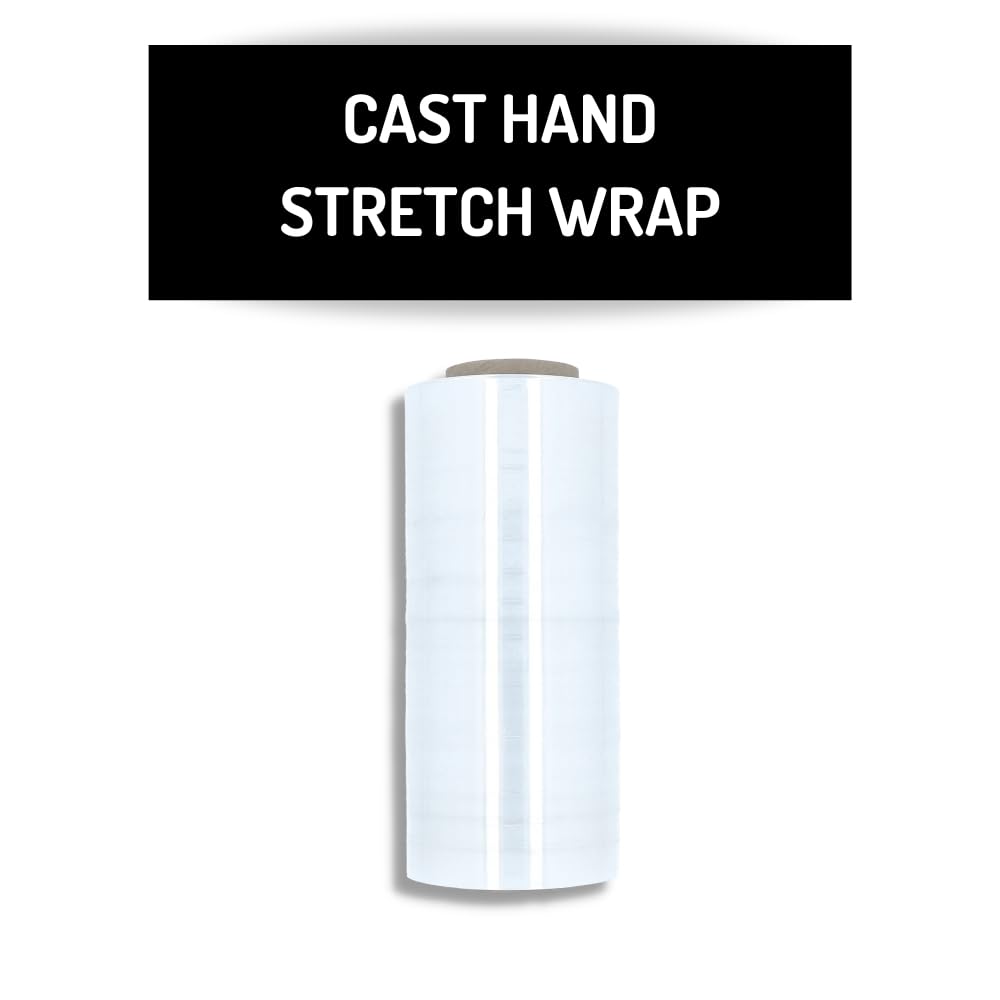 PSBM Stretch Wrap, 18 Inch x 1500 Feet, 90 Gauge, Clear Plastic Cling, Cast Hand Stretch Film Rolls for Packaging Moving Packing Pallets
