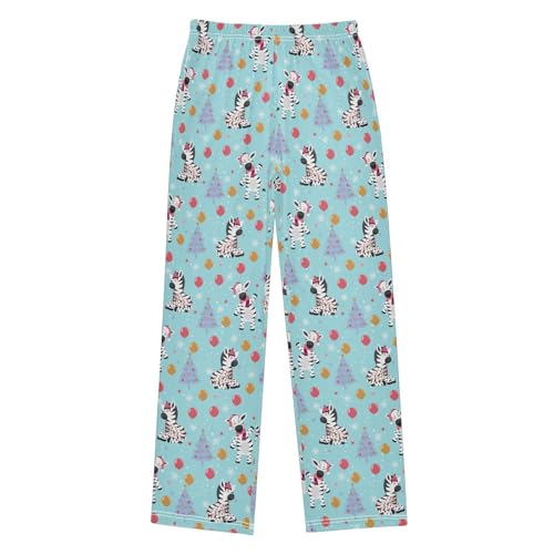 Merry Christmas Zebra Balloon Boys Long Pants Soft Trousers Elastic Waist Kids Lounge Bottoms with Pockets S-XL