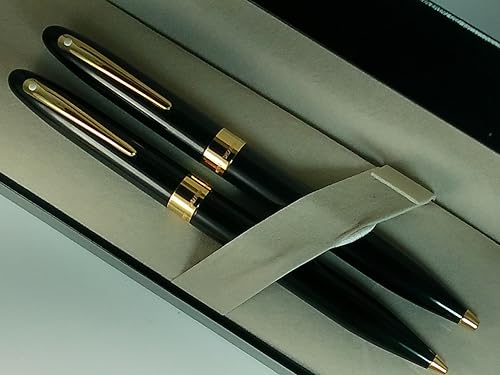 Sheaffer Made in the USA Crest Black Laque con bolígrafo de oro de 23 quilates y…