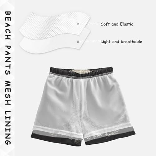 DOMIKING Wolf Moon Black Toddler Boys' Swim Trunks Mesh Lining Swim Shorts for Child Boys Adjustable Waist 2T4