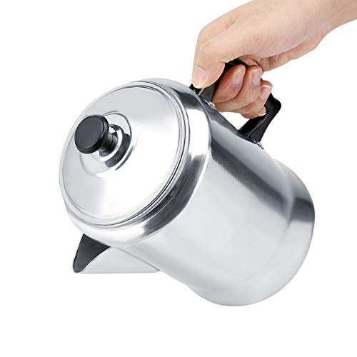 Image of Coffee Percolator, Aluminum Alloy Stovetop Coffee Maker Pot Stove Top Percolator Tea Kettle with Lid