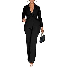 knowfashionstyle Womens Suits 2 Piece Set Business Breasted Blazer Pants Sets Casual Long Sleeve Formal Work Suit with Pocket