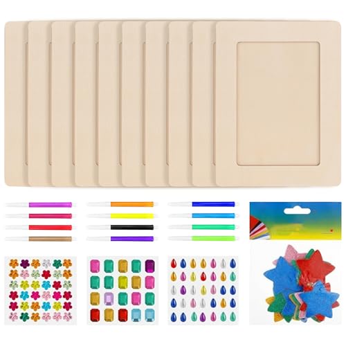 Cadres photo en bois DIY Vestamore lot de 10 avec feutres et stickers