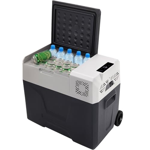 Furvveerr Nevera Pequeñas Portátil 50L Eléctrica Congelador Compresor Refrigerador de Coche 12V-14V / 120V-240V Rango de Temperatura -20 ℃ - 20 ℃,para Familias, Campamentos, Autocaravanas