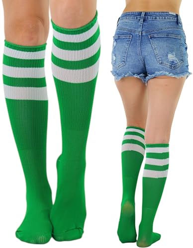 Image of ToBeInStyle Women's Premium Below Knee Athletic Socks w /Contrasting Wide Stripes