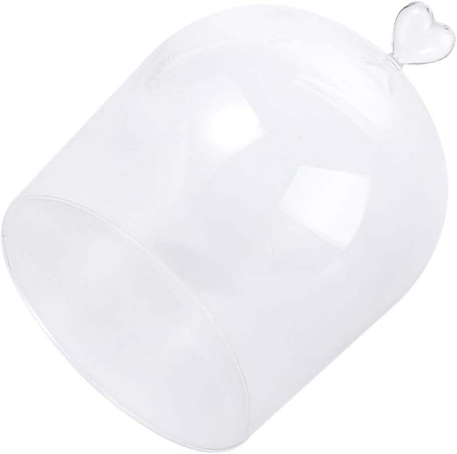 BESPORTBLE Glass Heart-shaped Food Cover Dome, Glass Hood for Food Fresh-keeping and Dust Protection, Micro Landscape Display Suitable for Cake, Dessert, and Pizza Serving