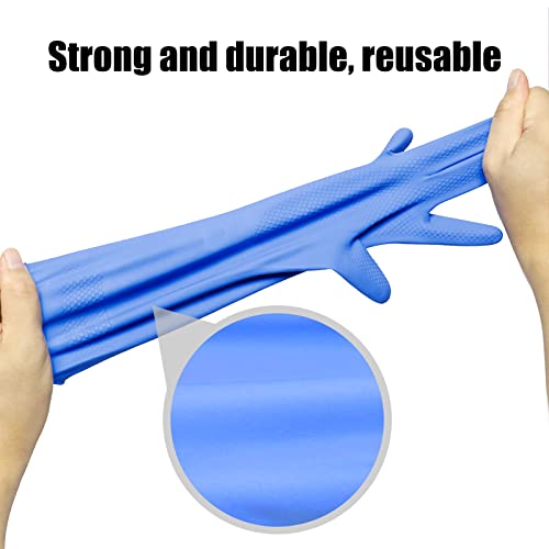Rubber Gloves Dishwashing 2 Pairs For Kitchen,Cleaning Gloves For Household Reuseable.(Small,Blue) #TOP6