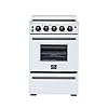 Forno Loiano 24" Electric Range with Antique Brass Handle & 6,000W Cooktop, 2.30 cu. ft. Oven With Built-In Air Fryer Basket, Single-Element Broiler, Preheat Indicator & Storage Drawer - White