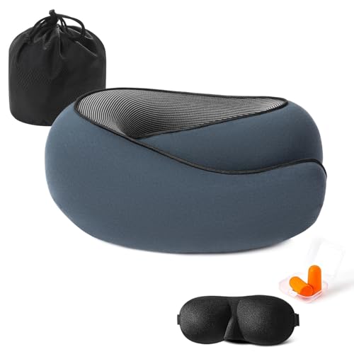 Almalls Travel Pillows for Airplanes, Travel Neck Pillow, Neck Pillow Airplane Memory Foam Travel Pillow 360 Degree Support Portable Pillows for Airplanes Offices and Cars